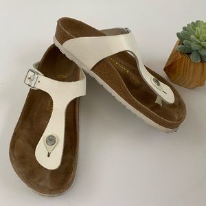 Birkenstock White leather Gizeh Sz 37